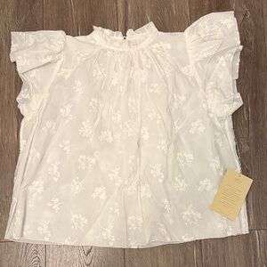 Trovata Carla high neck White Floral embroidered Blouse